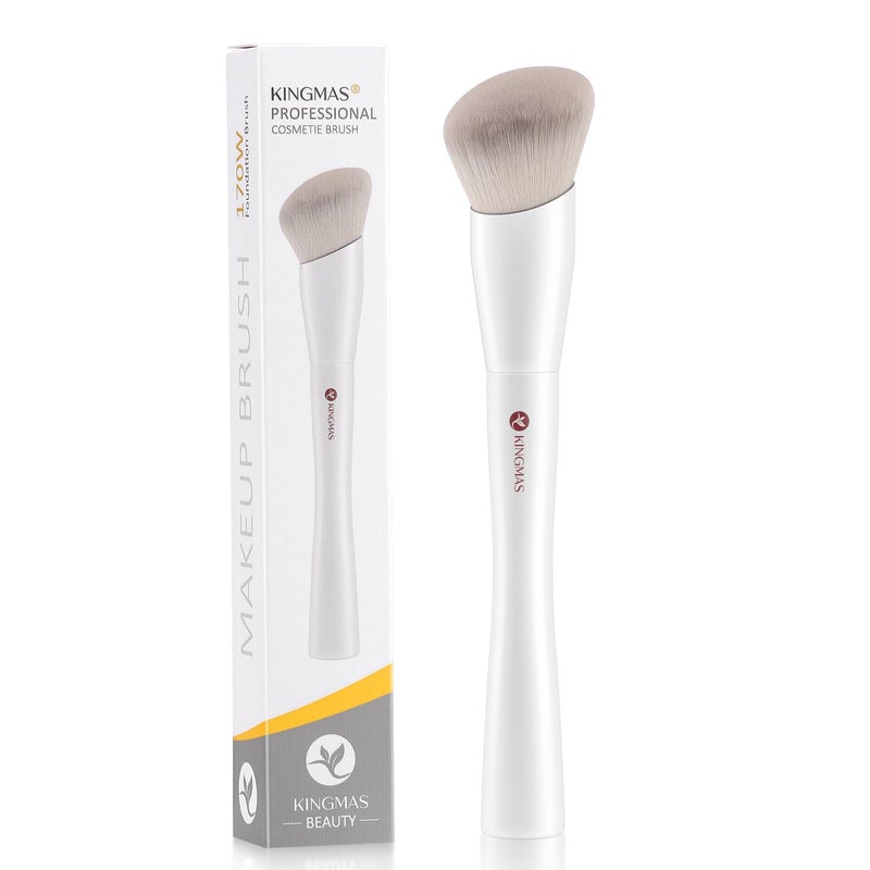 KingMas Foundation Brush, Angled Kabuki Contour Makeup Brush for Liquid, Blending, Cream, Powder, Blush Buffing Stippling Face Makeup Tools (170) - Image 1